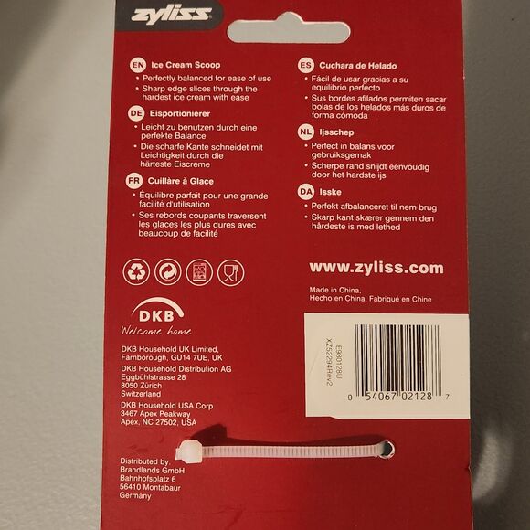 Zyliss lce Cream Scoop Weighted Ergonomic Balanced Red Handle Metal BPA Free - Picture 3 of 5